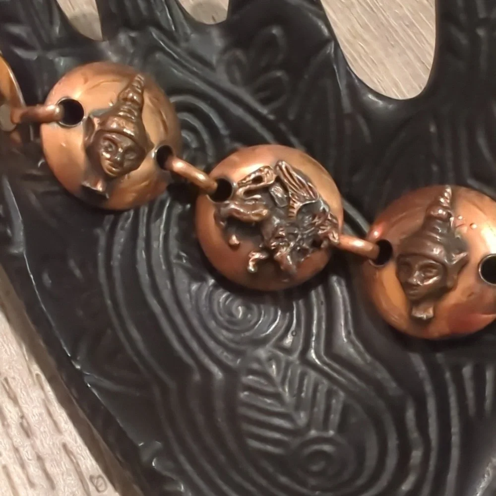 Vintage Copper Siam Griffin Link Bracelet 7